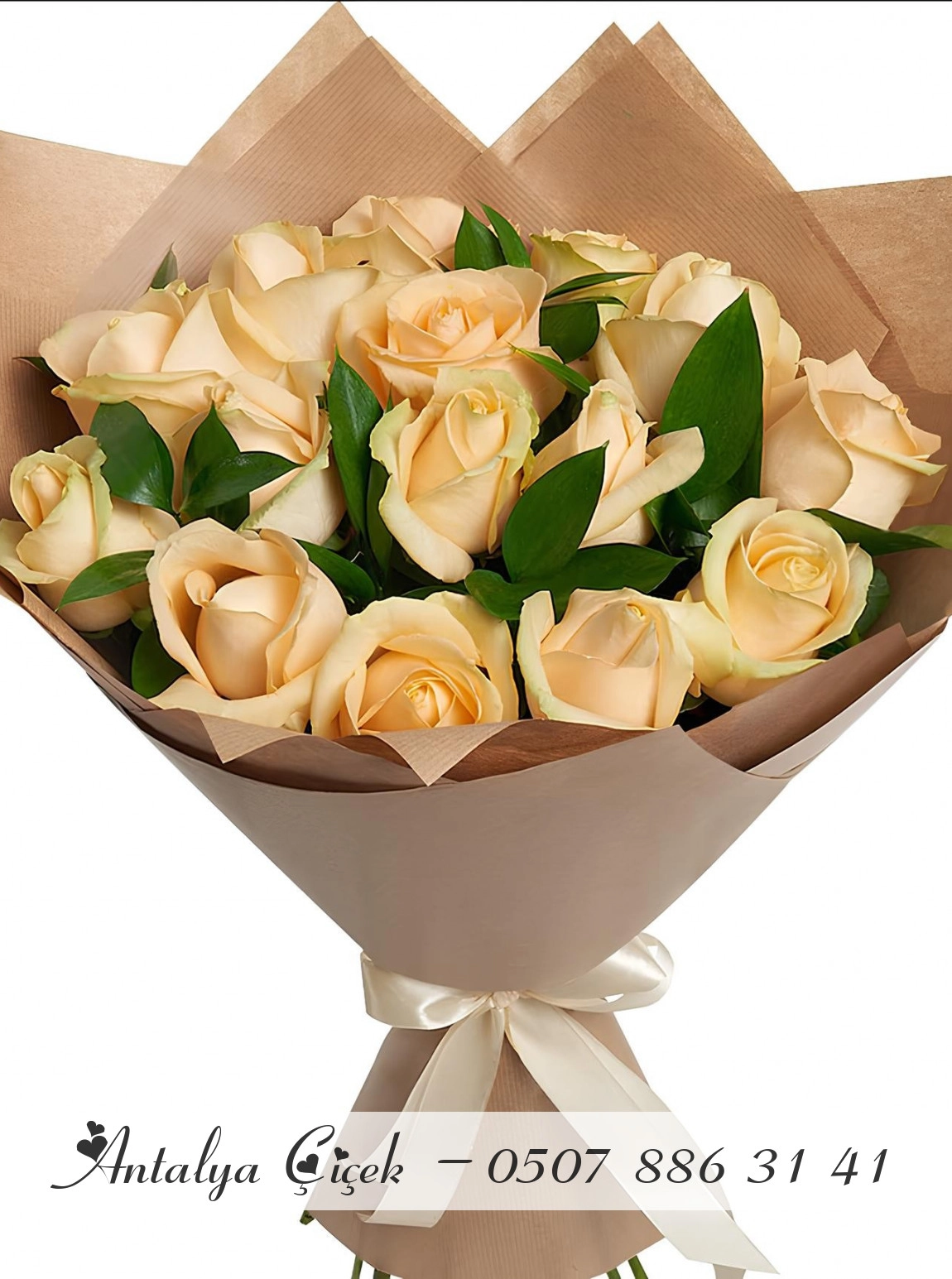 15 Adet Krem Gül Buketi