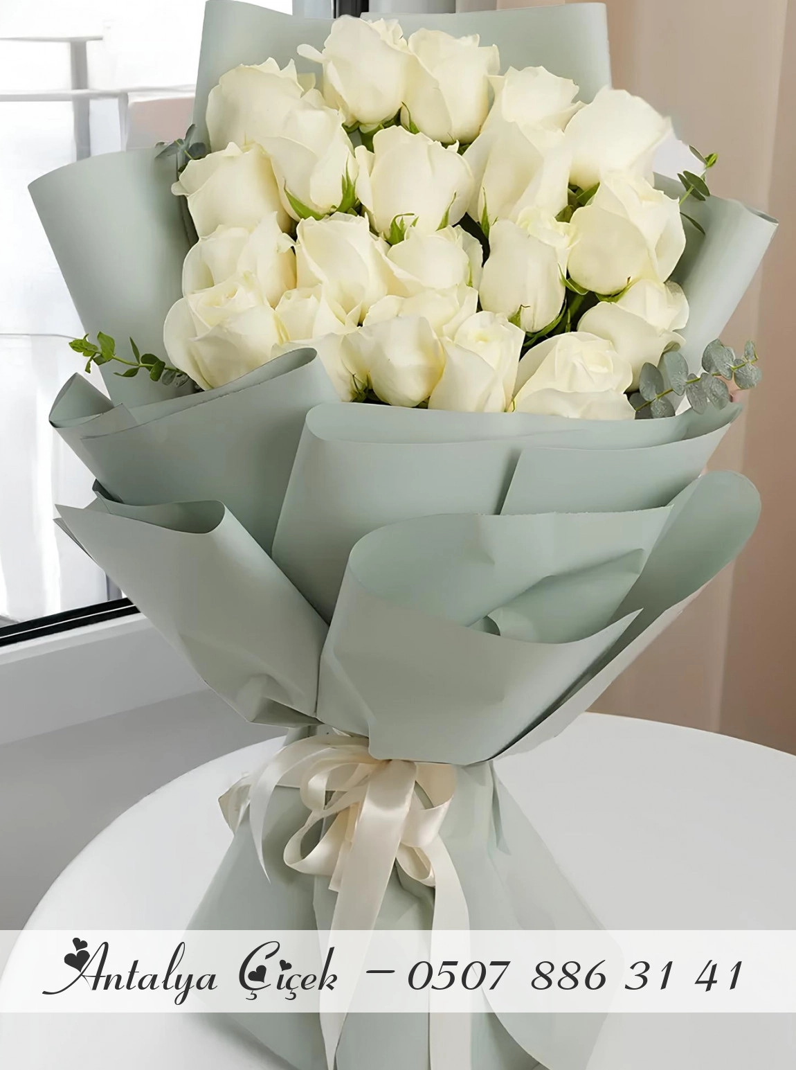 20 Tane Beyaz Gül Buketi
