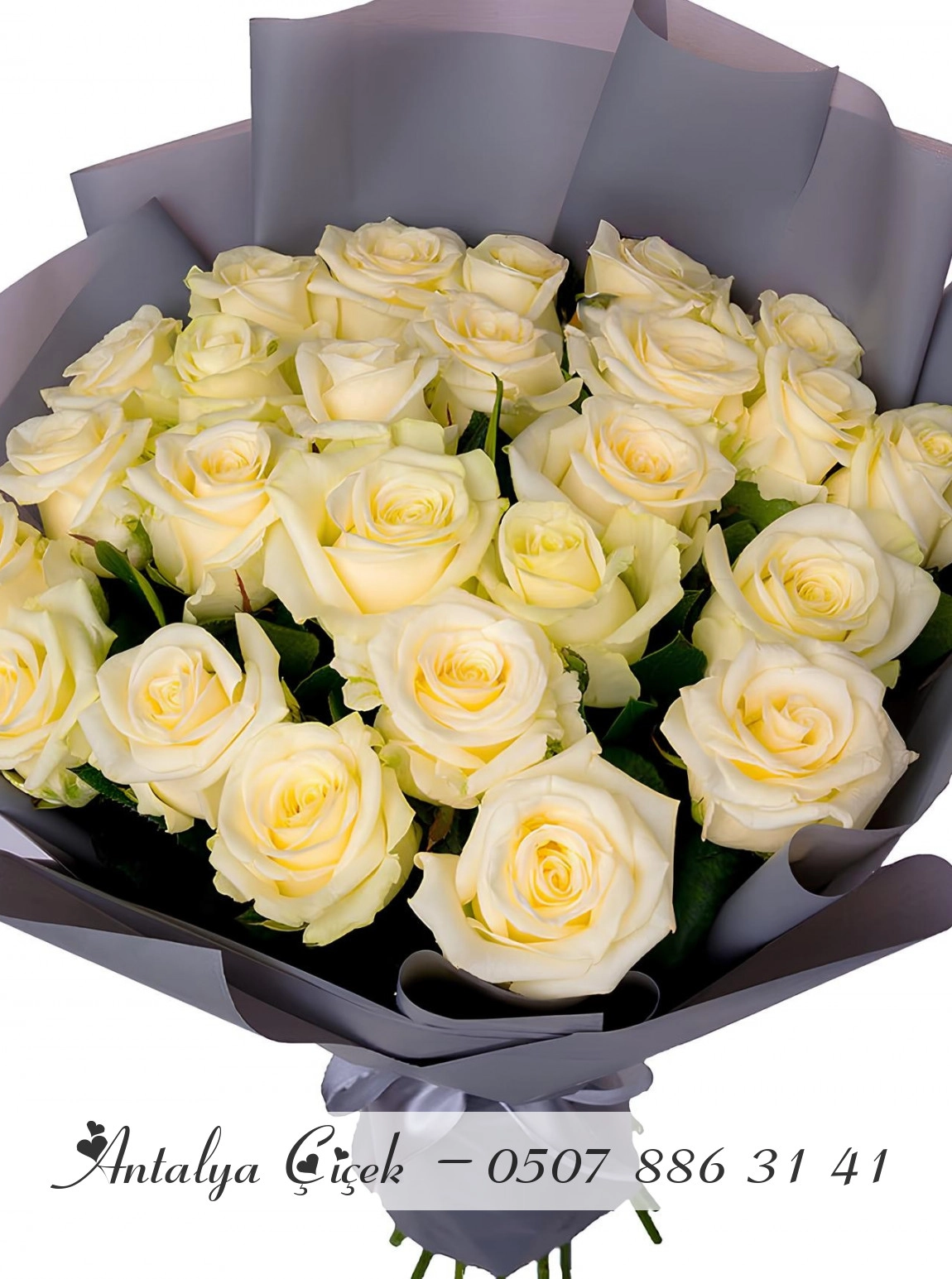 25 Beyaz Gül Buketi