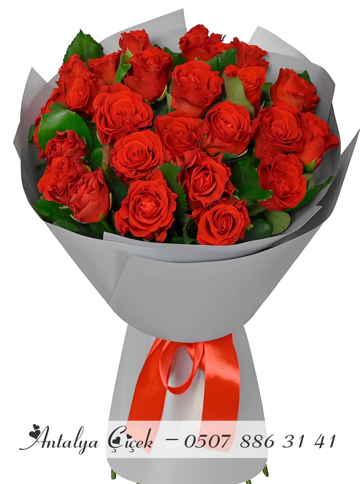 25 Büyük Boy Kırmızı Gül Buketi