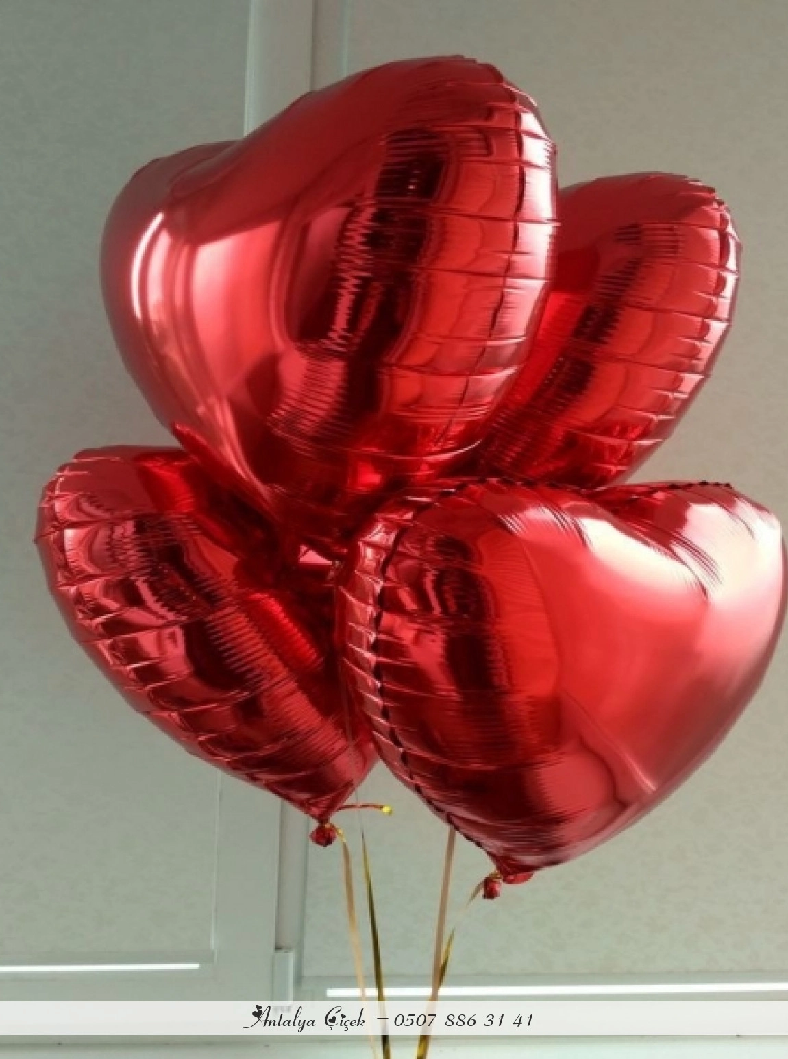 4 Adet Helyum Kırmızı Kalp Balon