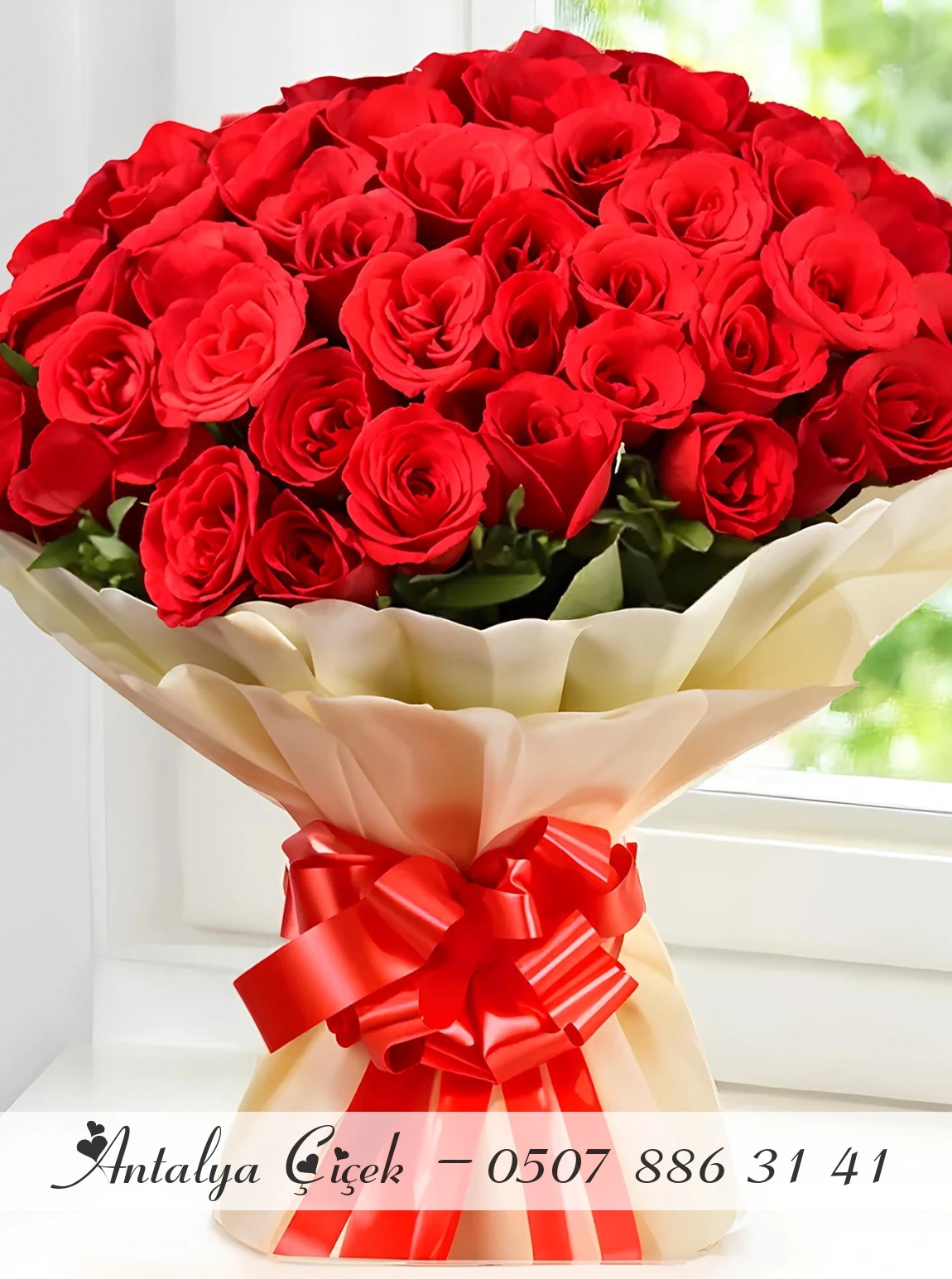 50 Tane Büyük Gül Buketi