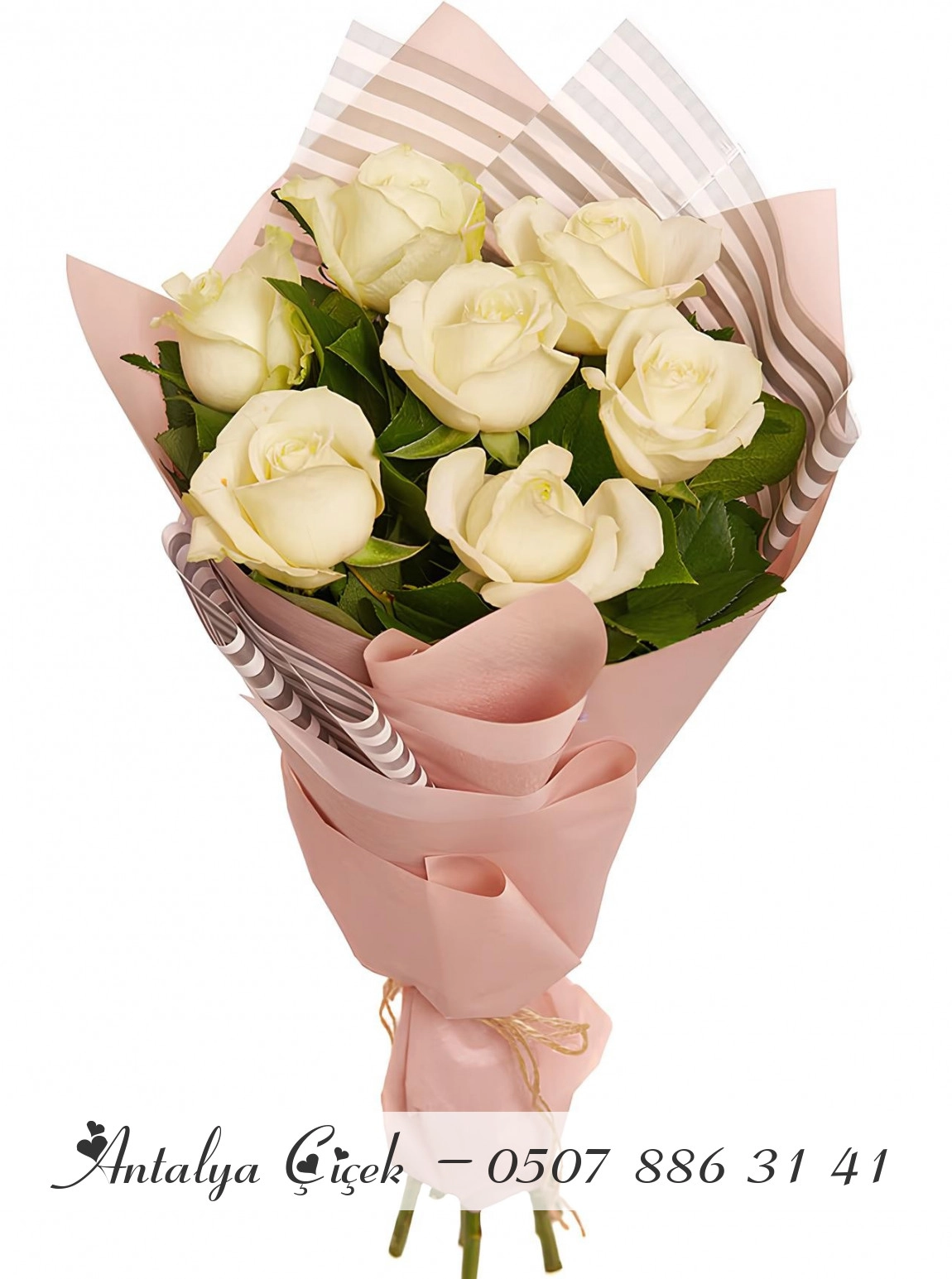 7 Adet Beyaz Gül Buketi