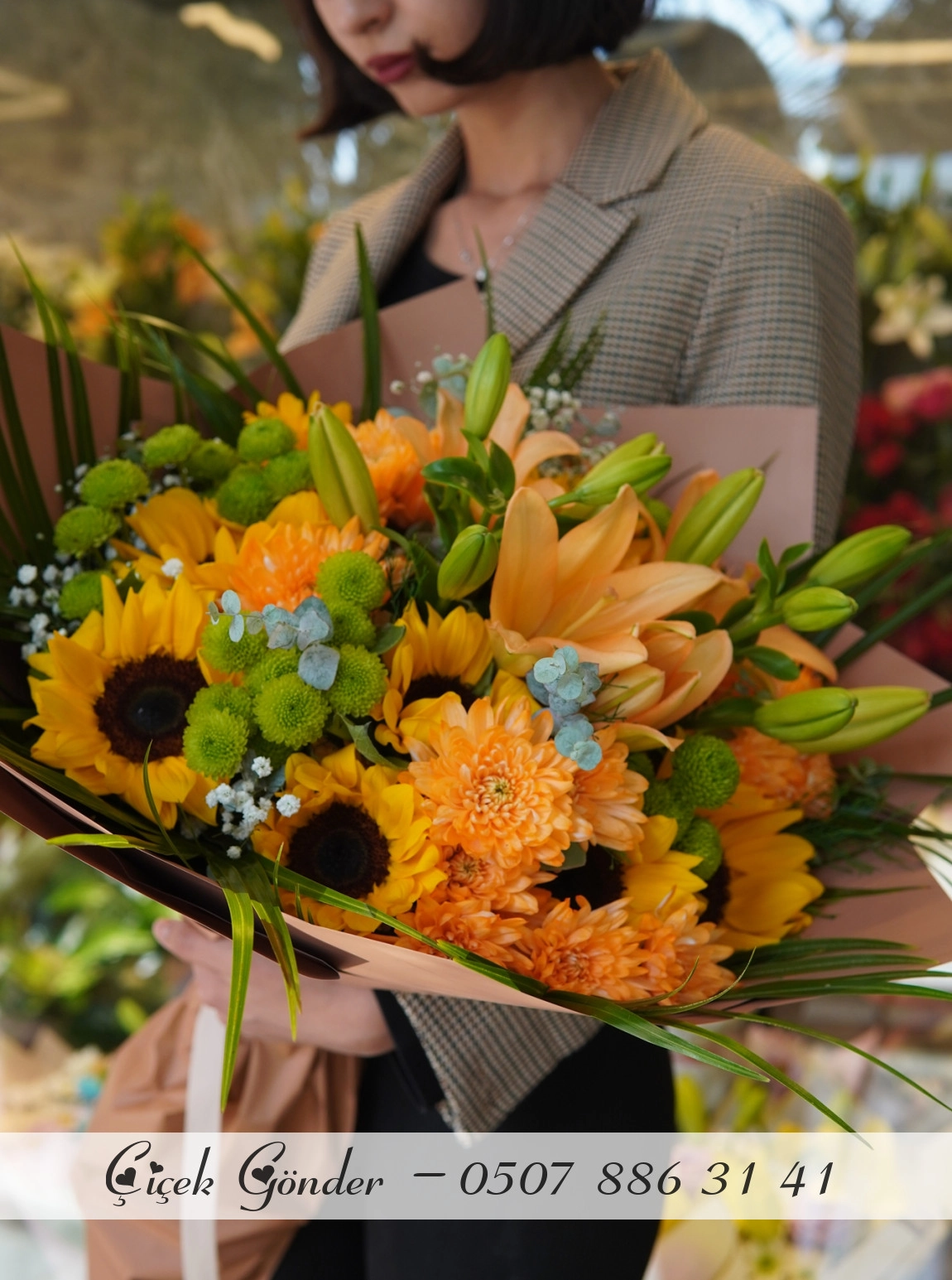 Ayçiçeği Ve Kasımpatı Buketi