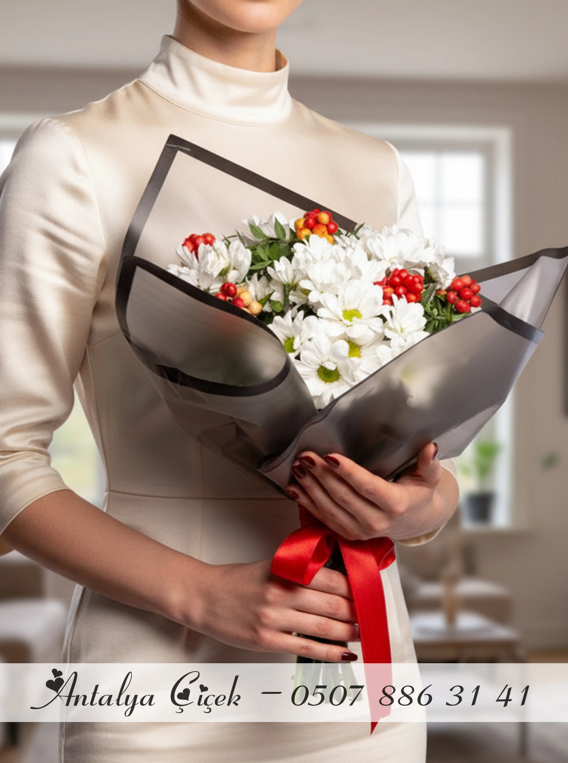 Beyaz Kağıtta Kokina Buketi