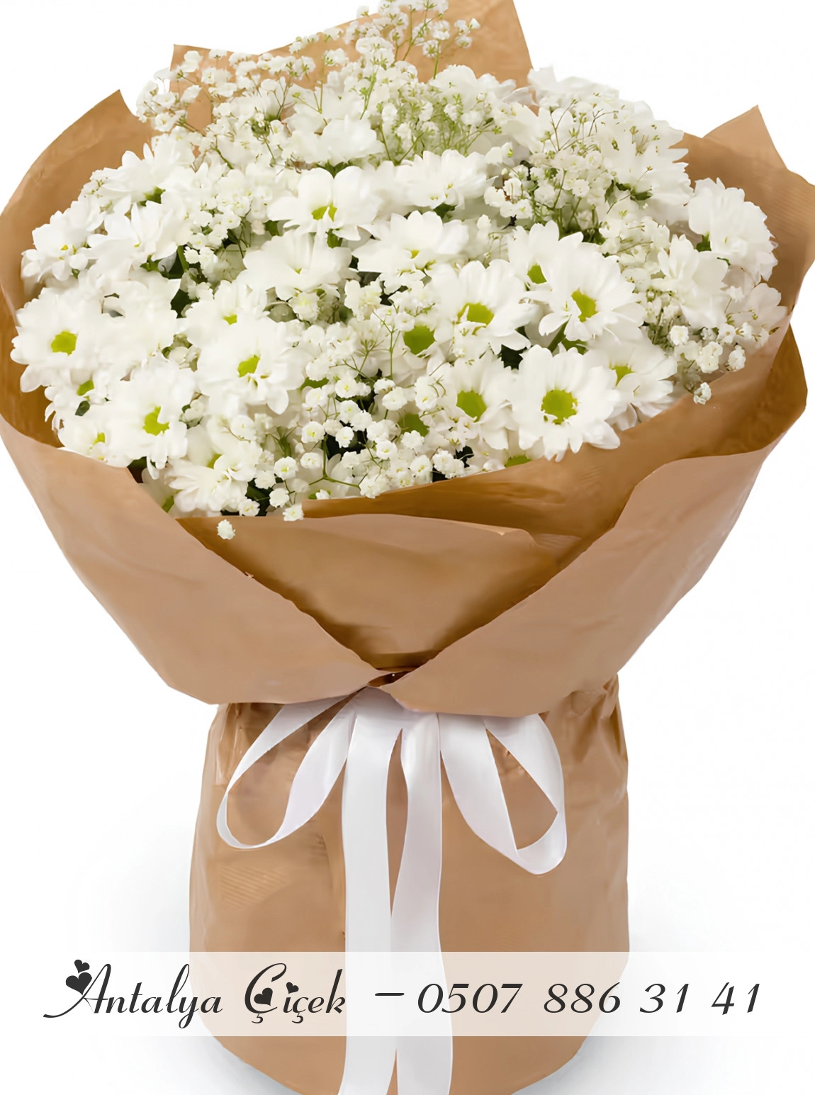 Kraft Kağıtta Papatya Buketi