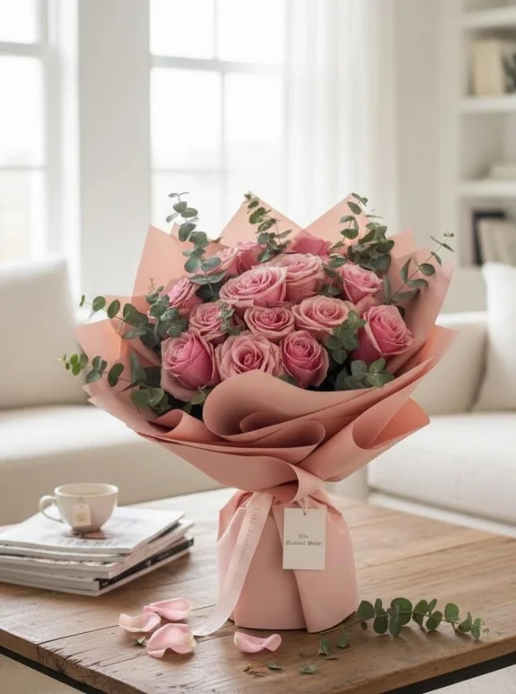 15 Adet Pembe  Gül