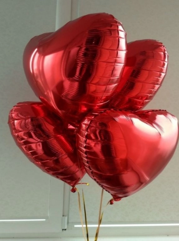 4 Adet Helyum Kırmızı Kalp Balon