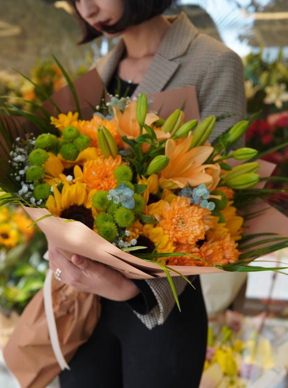 Ayçiçeği Ve Kasımpatı Buketi