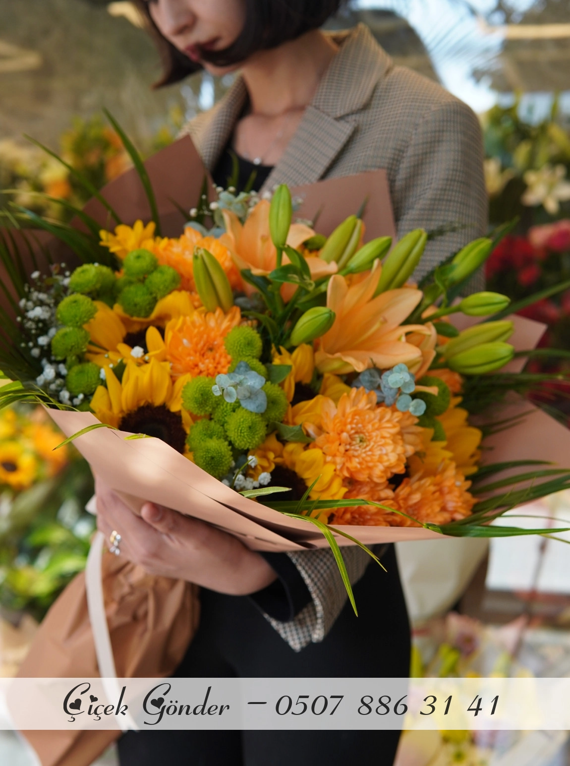 Ayçiçeği Ve Kasımpatı Buketi