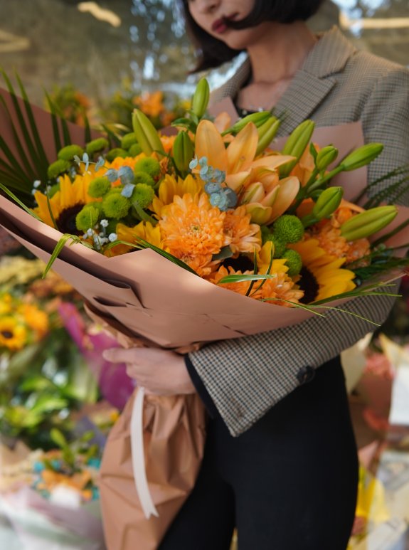 Ayçiçeği Ve Kasımpatı Buketi