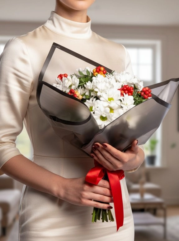 Beyaz Kağıtta Kokina Buketi