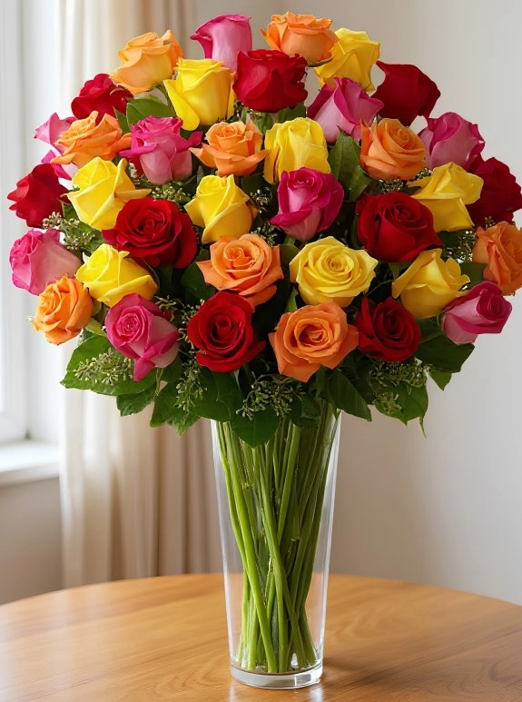 Vazoda Sarı ve Kırmızı Güller